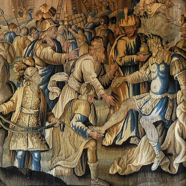 Aubusson tapestry, The Jerusalem delivered, Godfrey of Bouillon injured